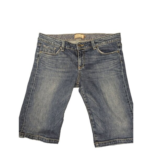 Paige Premium Womens Denim Walking Shorts Sz 31 Embroidered Back Pockets Stretch - Picture 5 of 11
